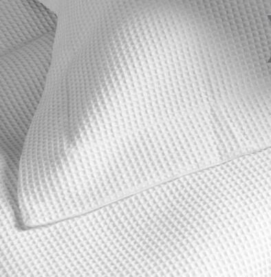 Violet Linen Waffle Weave 8-Piece Cotton Sateen Duvet Set — White, 4 Shams
