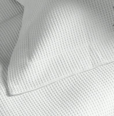 Violet Linen Waffle Weave 8-Piece Cotton Sateen Duvet Set — White, 4 Shams