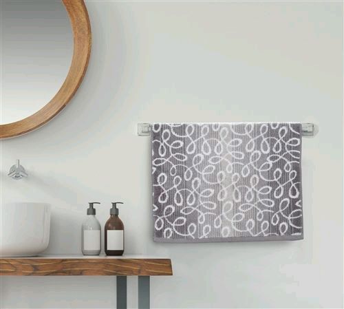 Violet Linen Scroll Terry Hand Towel — Grey & White