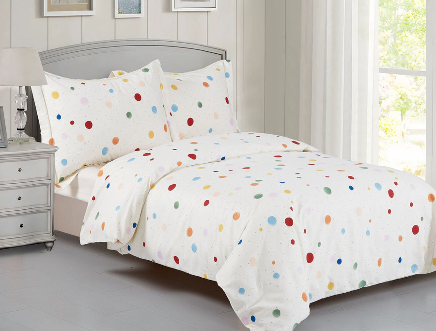 Violet Linen Dotty Multicolour Polka Dot 6-Piece Duvet Set — Cream