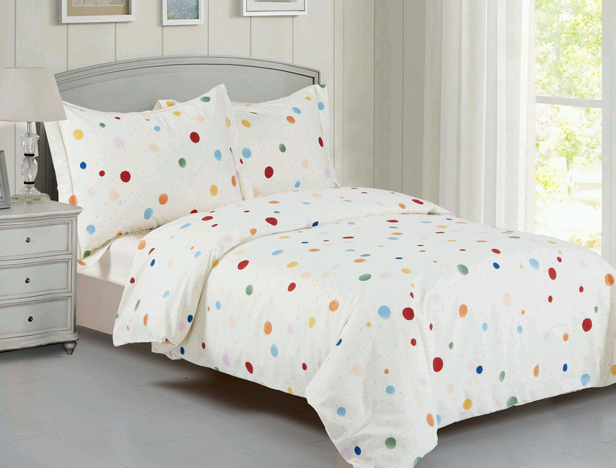 Violet Linen Dotty Multicolour Polka Dot 6-Piece Duvet Set — Cream