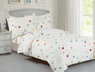 Cream duvet set with small multicoloured polka dots and matching shams