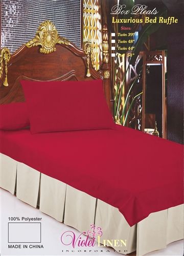 Violet Linen Box-Pleat Tailored Bed Skirt — Cream, Gray, Sand or White