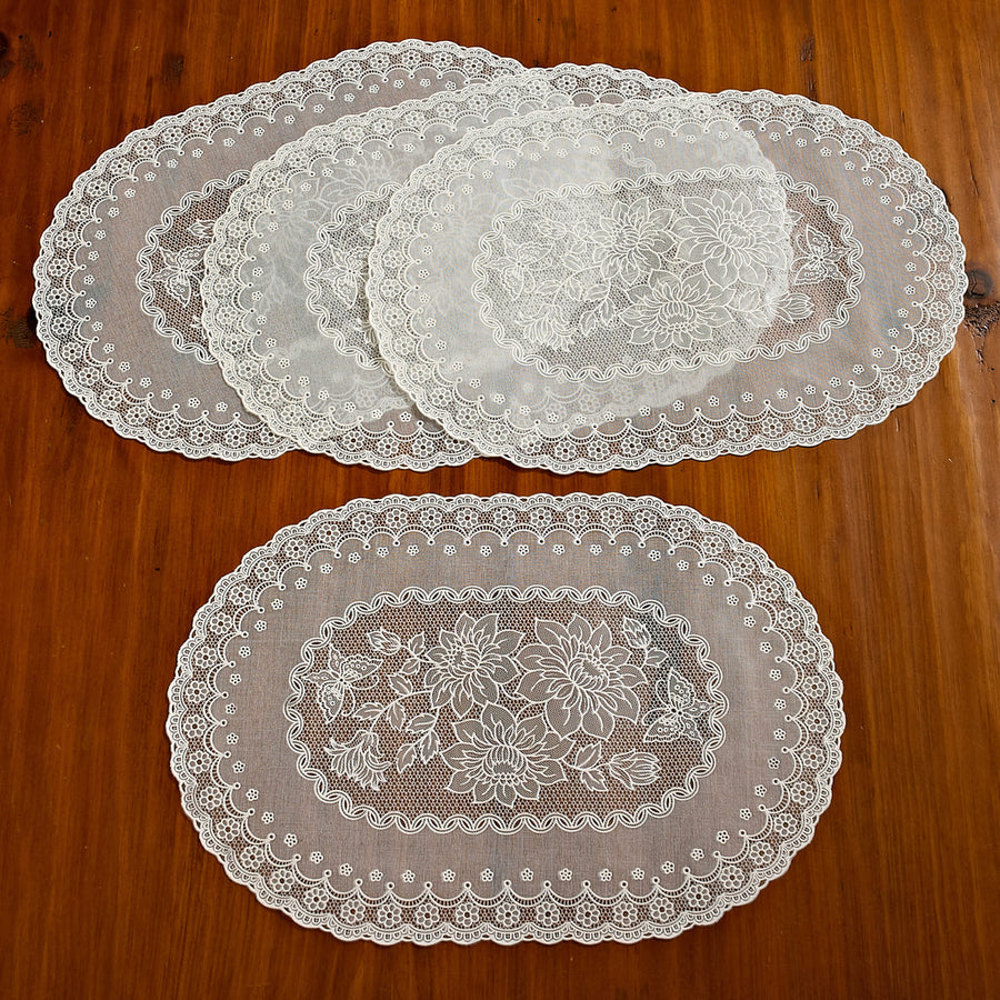 Vinyl Lace Embossed Floral  Decorative Place Mats