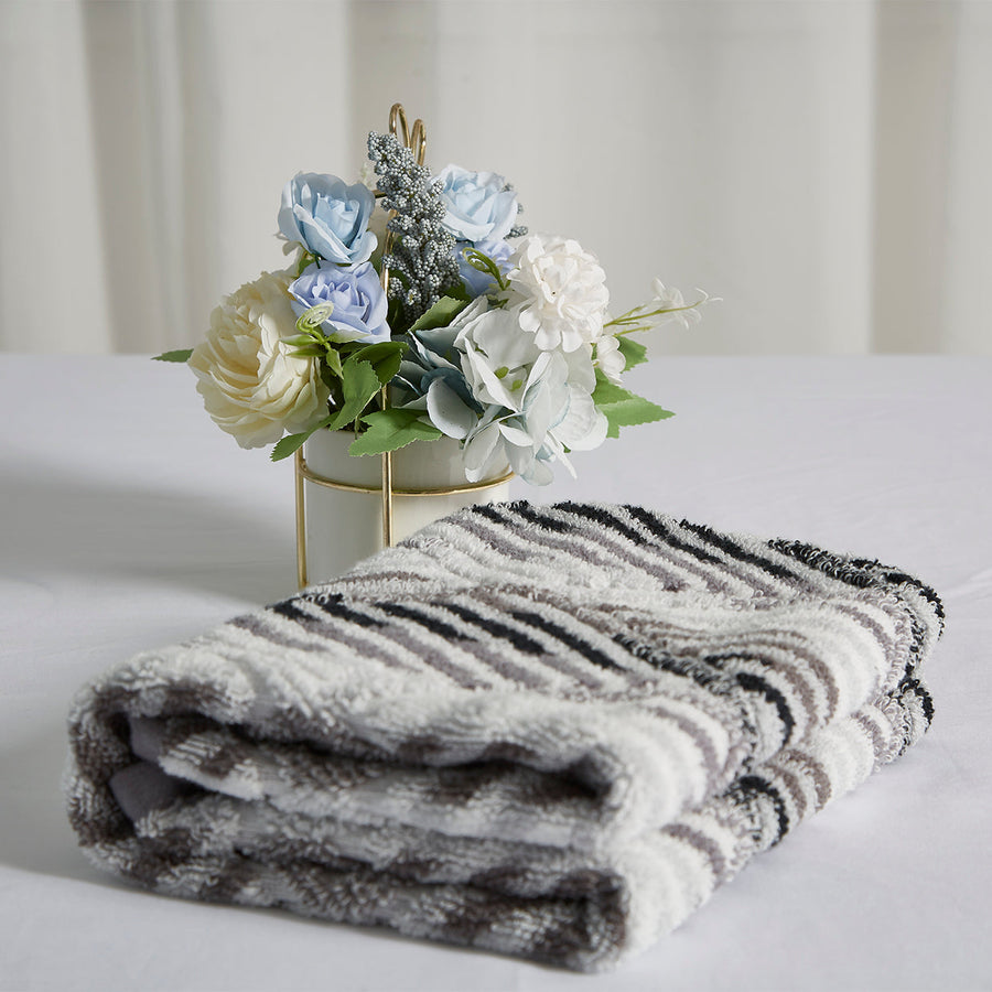 Violet Linen LimeStone Diamond Geometric Black Pattern Hand Towels Set of Two