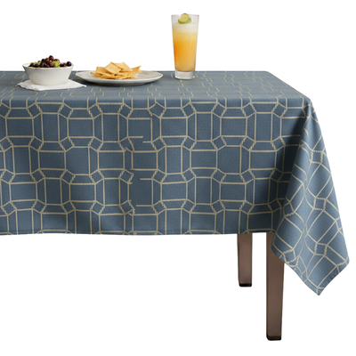 Square Jacquard Quilted Look Tablecloth – Navy