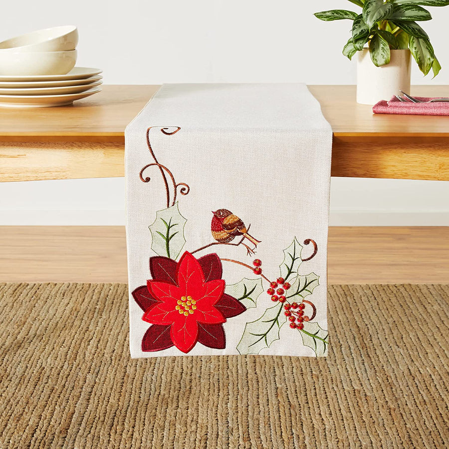 Seasonal Picks Decorative Appliqued Embroidered Christmas Decorative Table Runner