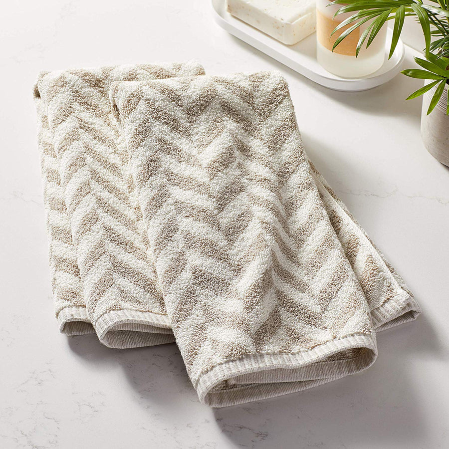 Violet Linen Versailles Grey Pattern Hand Towels Set of Two