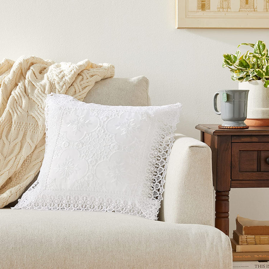 Braided Decorative Lace Cutwork Decorative Accent Throw Pillow