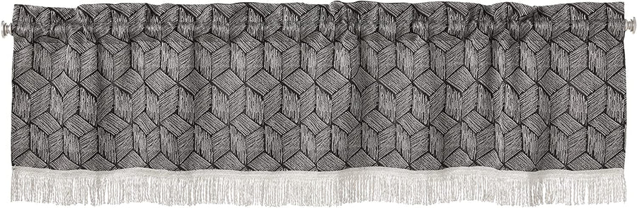 Fortune 3D Geometric Pattern Decorative Window Treatment Rod Pocket Curtain Straight Valance