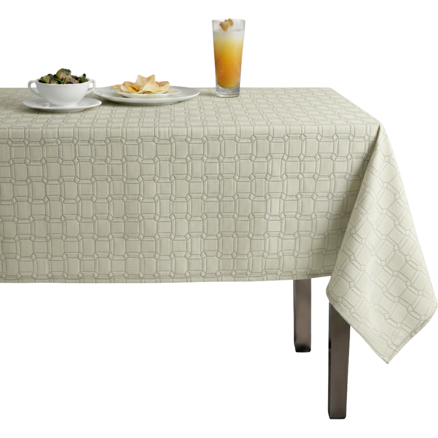 Square Jacquard Quilted Look Tablecloth – Champagne