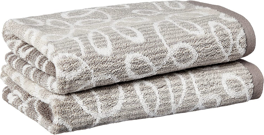 Violet Linen Scroll Grey Pattern Hand Towels Set of Two