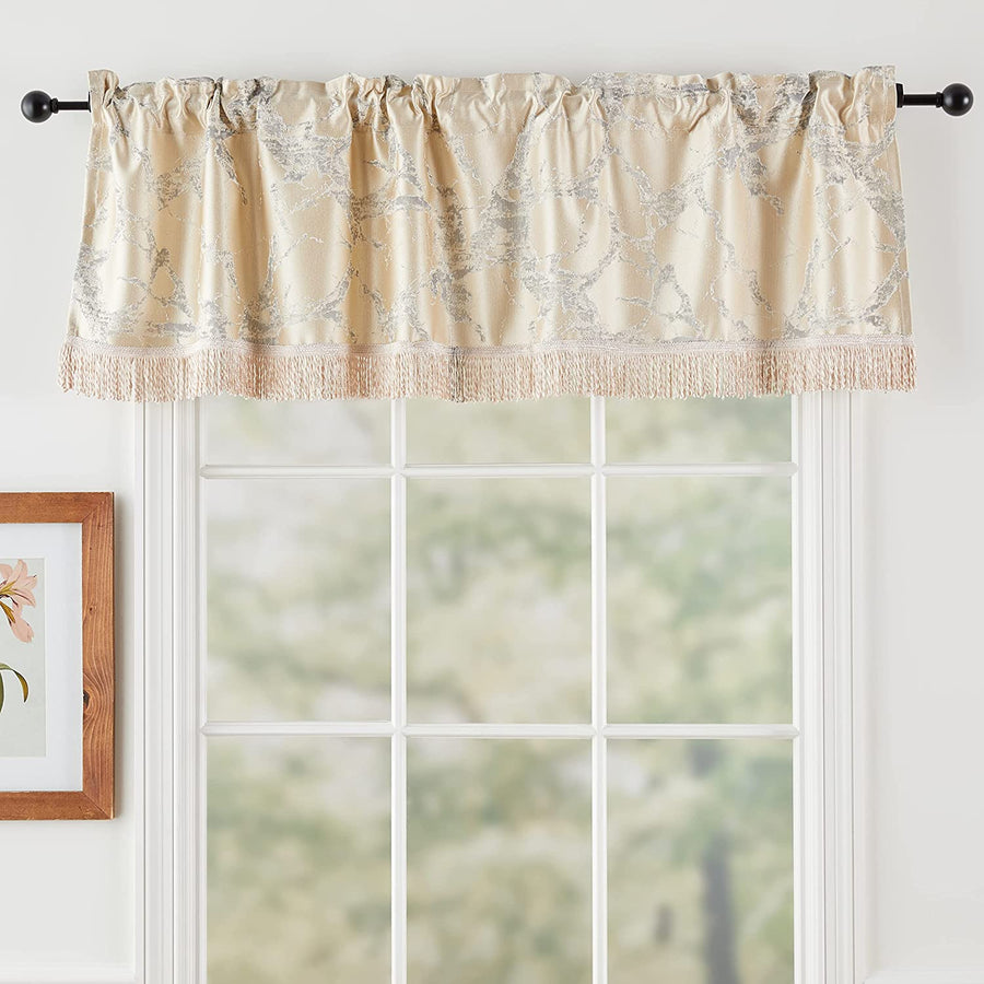 Cordova Abstract Marble Pattern Decorative Window Treatment Rod Pocket Curtain Straight Valance