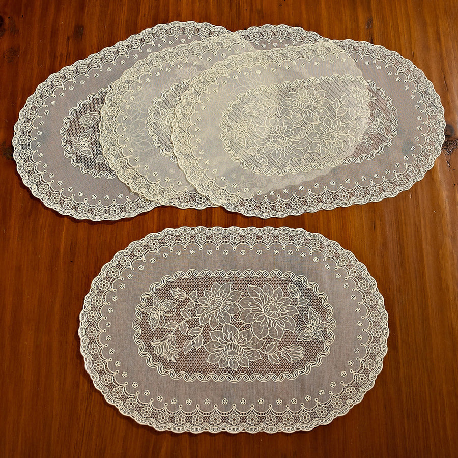 Vinyl Lace Embossed Floral  Decorative Place Mats