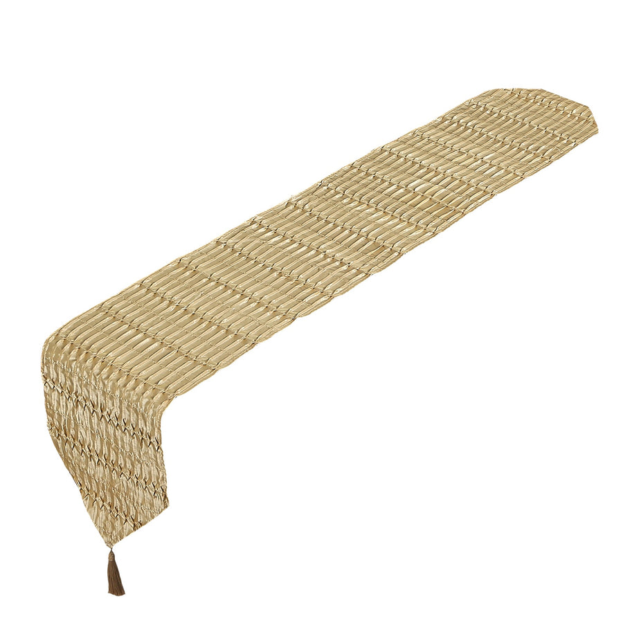 Silky Pleated Satin Pattern Decorative Table Runner