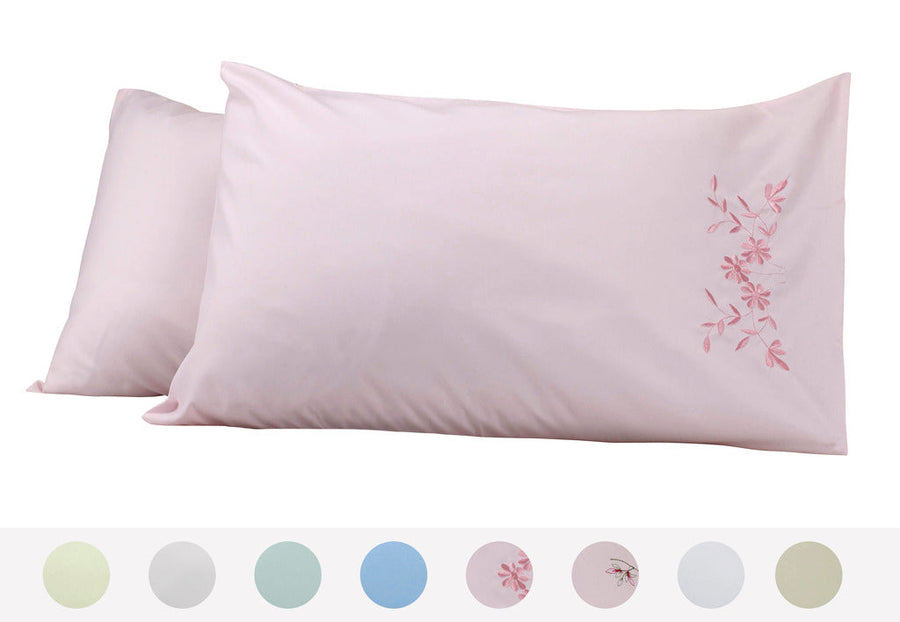 Legendary Solid Embroidered Pattern Set of 2 - Pillow Cases