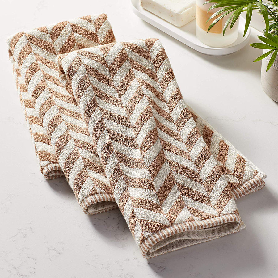 Violet Linen Hand Versailles Taupe Pattern Hand Towels Set of Two
