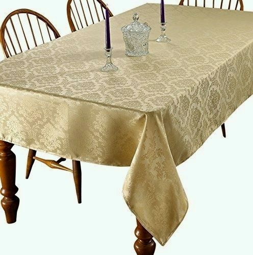 Violet Linen European Damask Tablecloth — Burgundy, Gold, Ivory or White