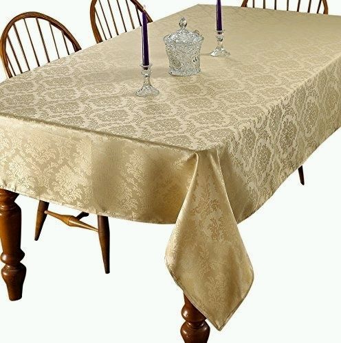 Violet Linen European Damask Tablecloth — Burgundy, Gold, Ivory or White