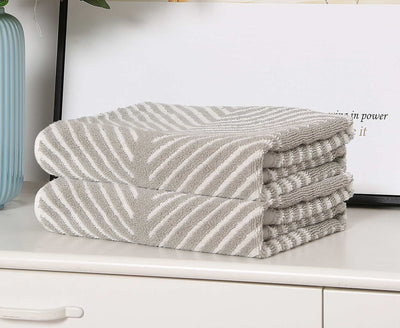 Violet Linen Silver Chevron Waves Pattern Hand Towels Set of Two