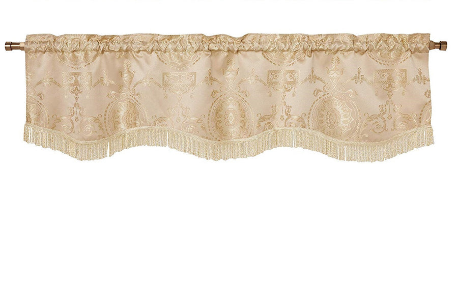 Prestige Damask Decorative Window Treatment Rod Pocket Curtain Straight Valance