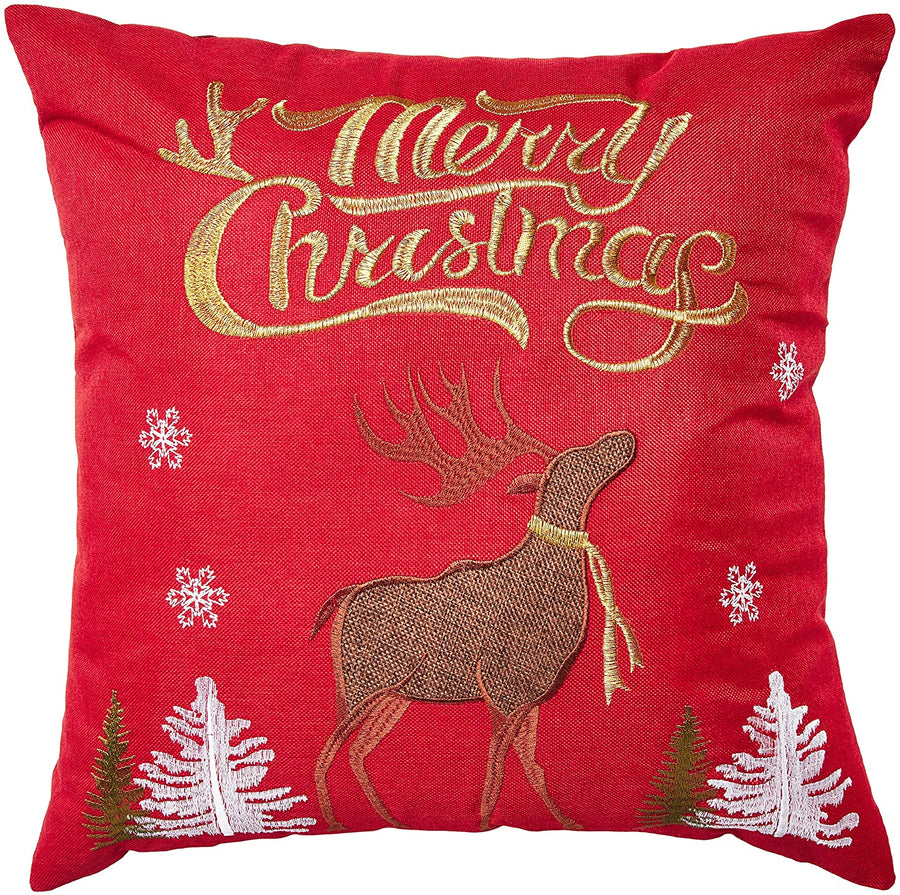 Seasonal Xmas Christmas Holiday Spirits Pattern Decorative Throw Pillow Cover