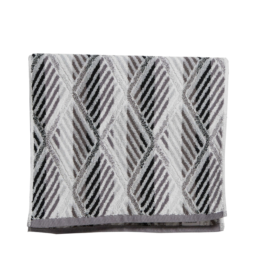 Violet Linen LimeStone Diamond Geometric Black Pattern Hand Towels Set of Two