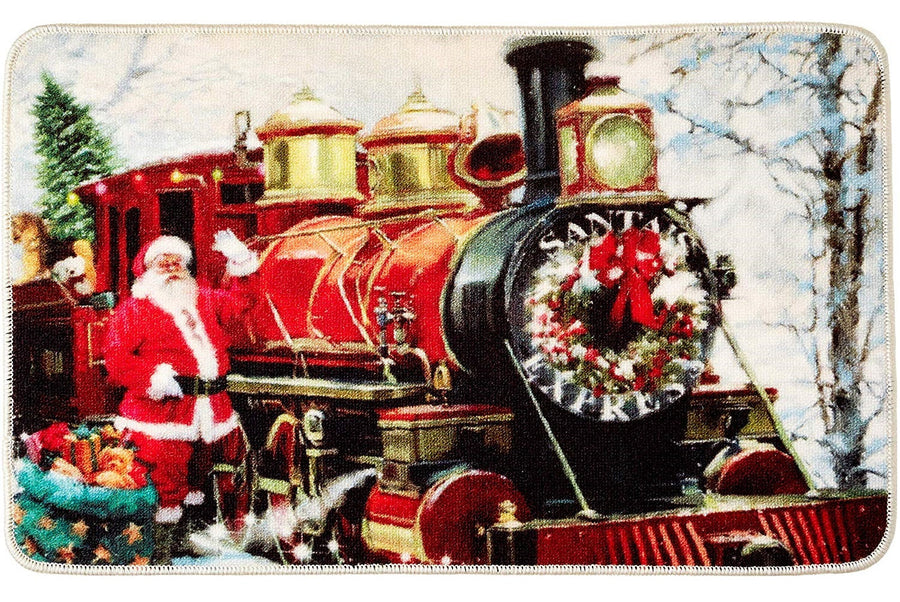 Seasonal Xmas Christmas Holiday Santa Claus Actions Pattern Decorative Area Rug, Doormat.