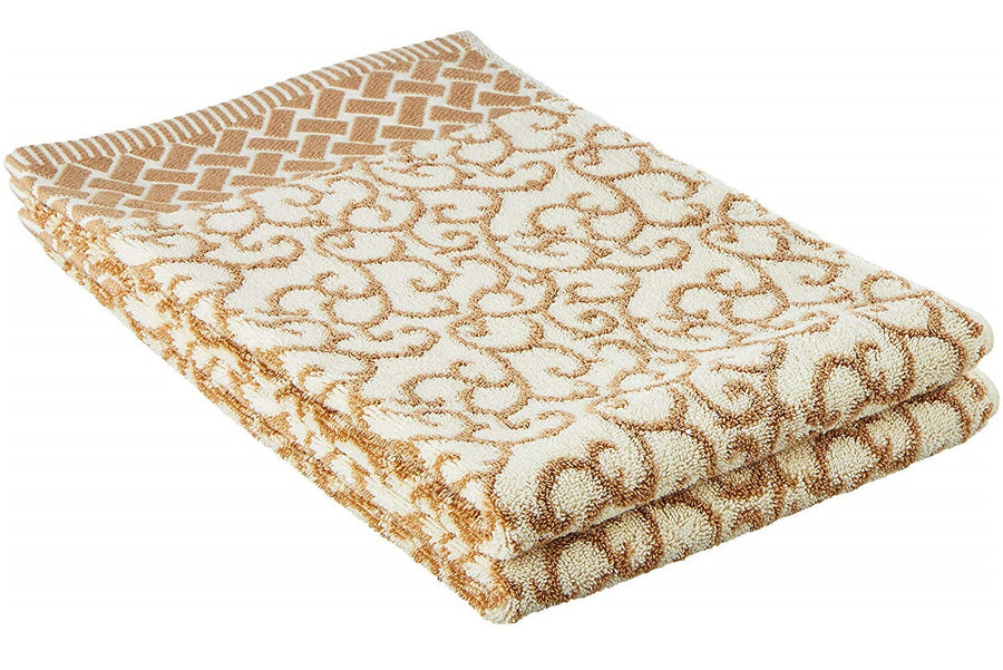 Violet Linen Swirl Taupe Pattern Hand Towels Set of Two
