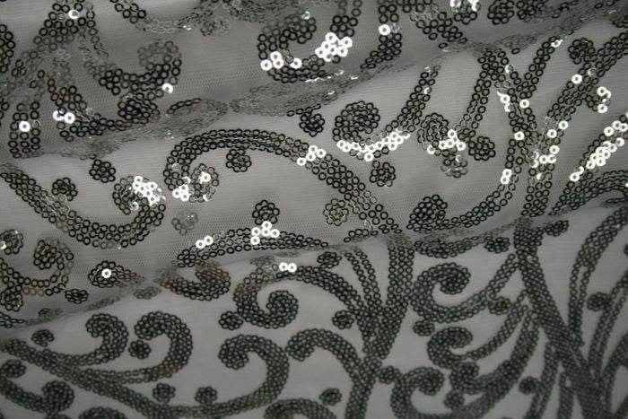silver-1 ANDORRA Mesh Sequin Fabric by the Yard - 52 Inch Wide