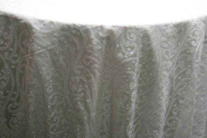 white-1 ANDORRA Mesh Sequin Fabric by the Yard - 52 Inch Wide