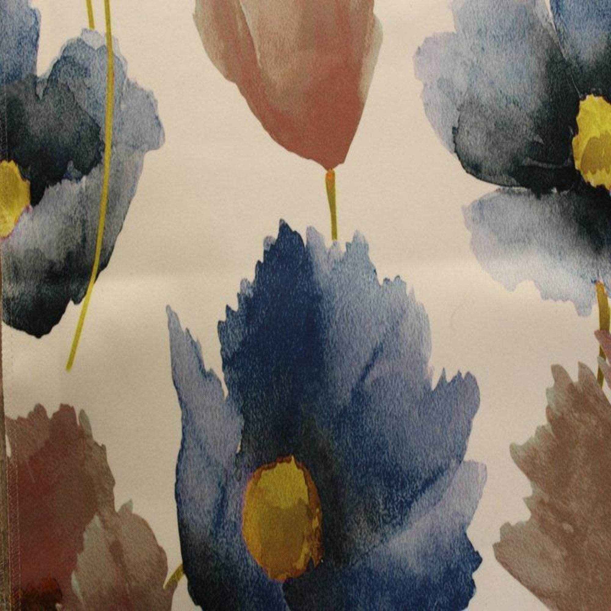 Navy - Floral Digital Print Satin Fabric - Cotton Hand - 58 Inch. in Width Fabric by the Yard - 58 Inch Wide