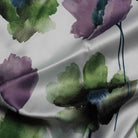 Plum - Floral Digital Print Satin Fabric - Cotton Hand - 58 Inch. in Width Fabric by the Yard - 58 Inch Wide