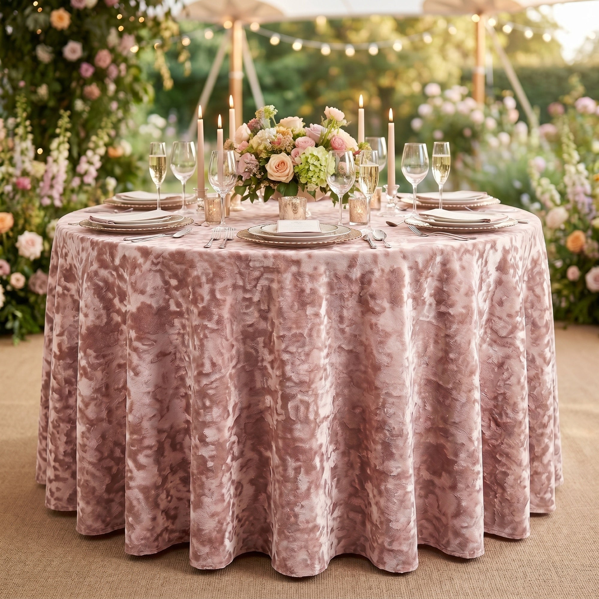Allendale Blush Tablecloth — styled table