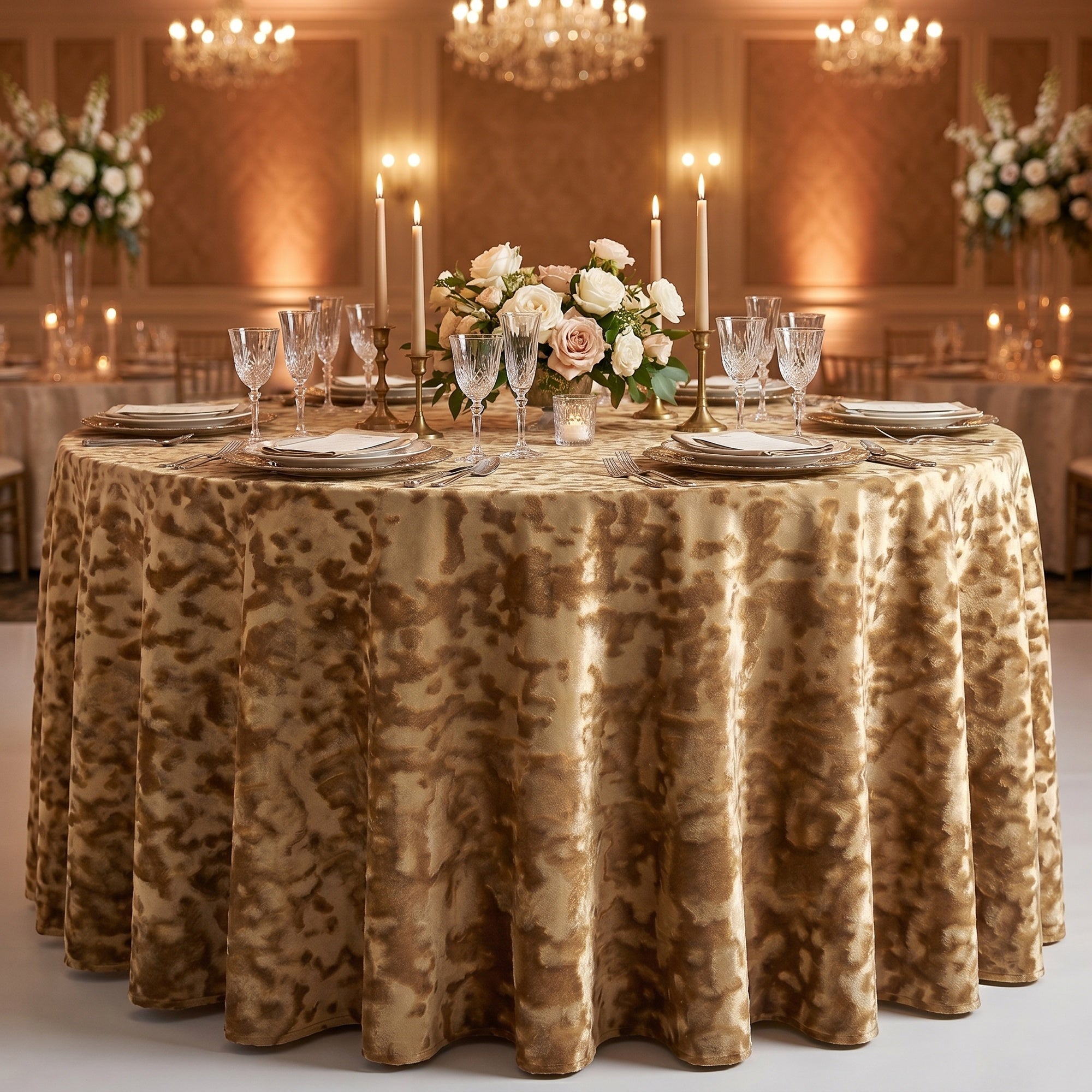 Allendale Gold Tablecloth — styled table