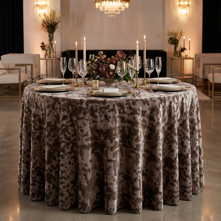 Allendale Taupe Tablecloth — styled table