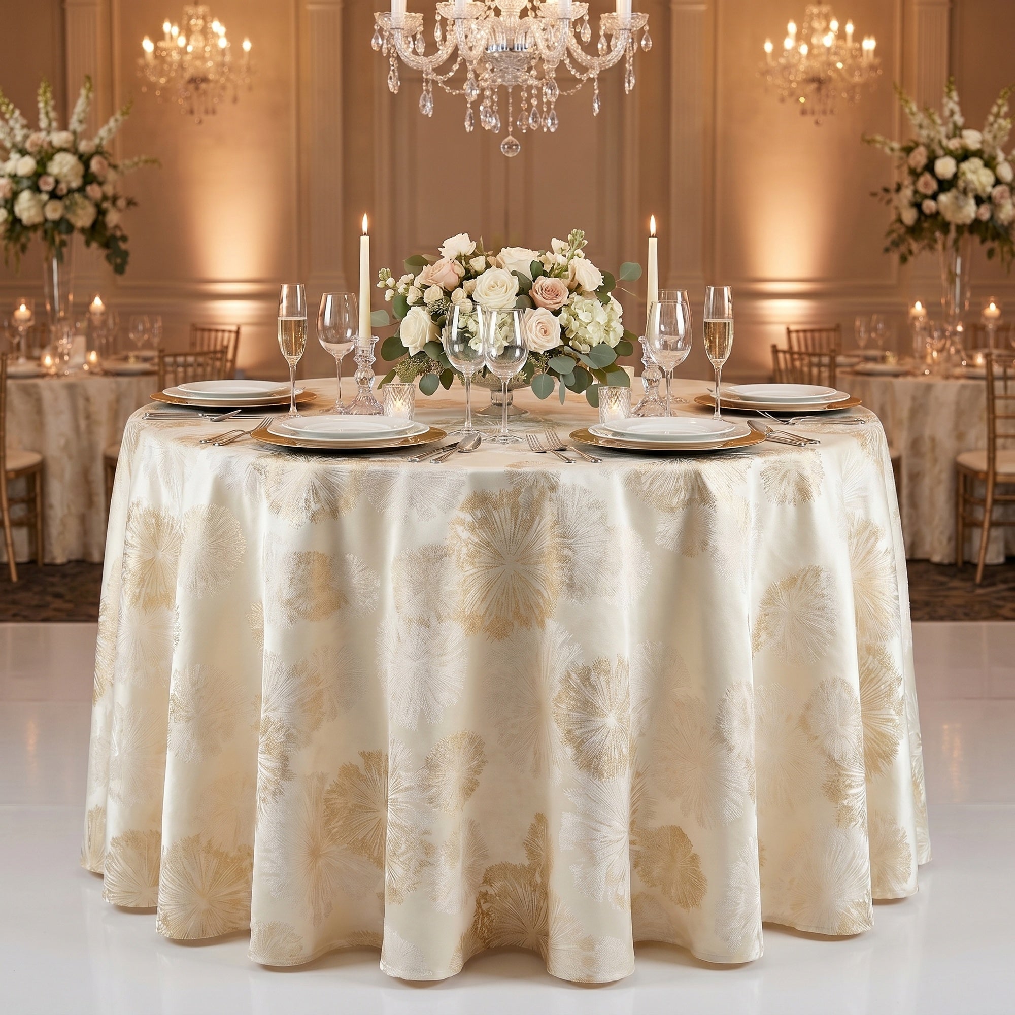 Allium Gold Tablecloth — styled table