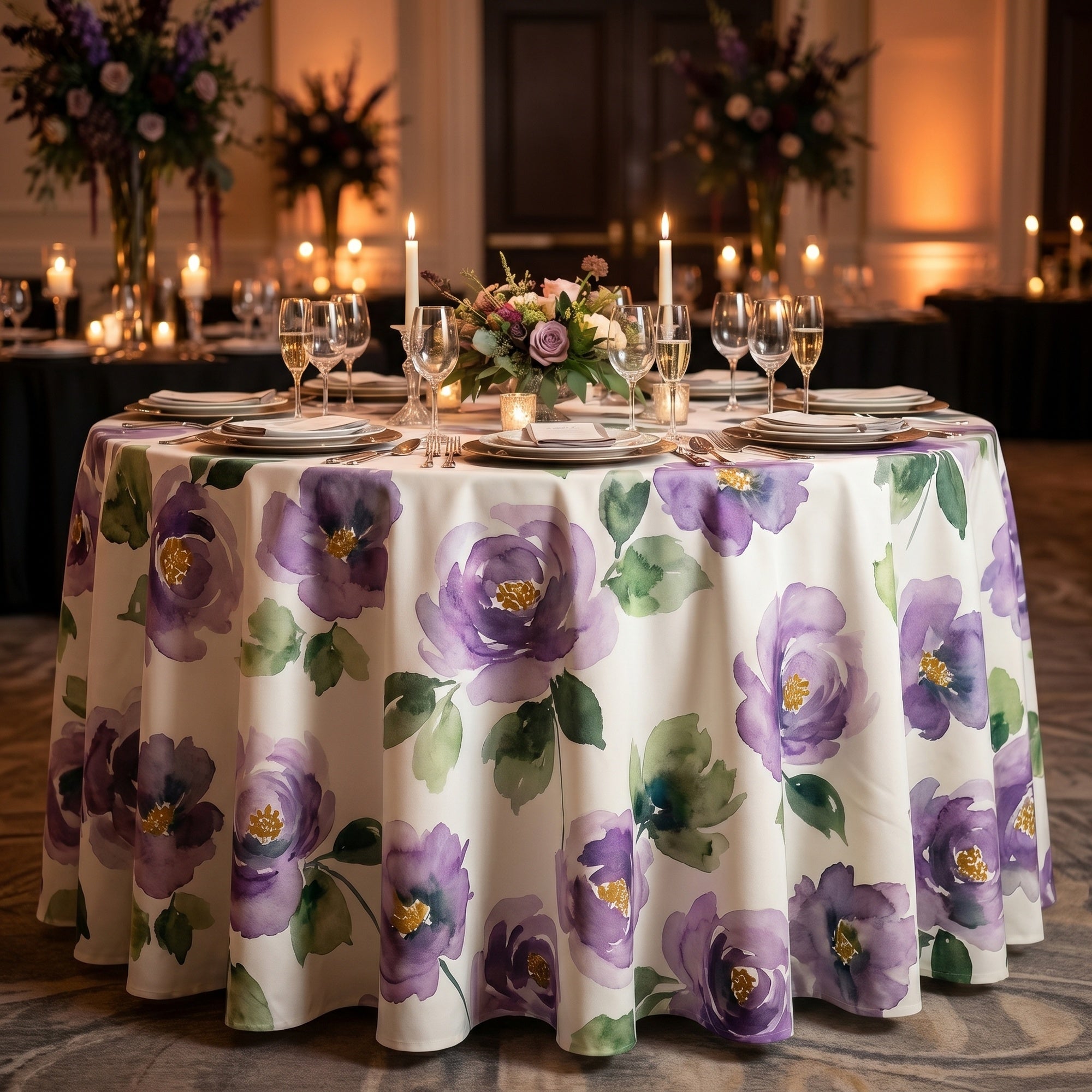 Anthium Plum Tablecloth — styled table