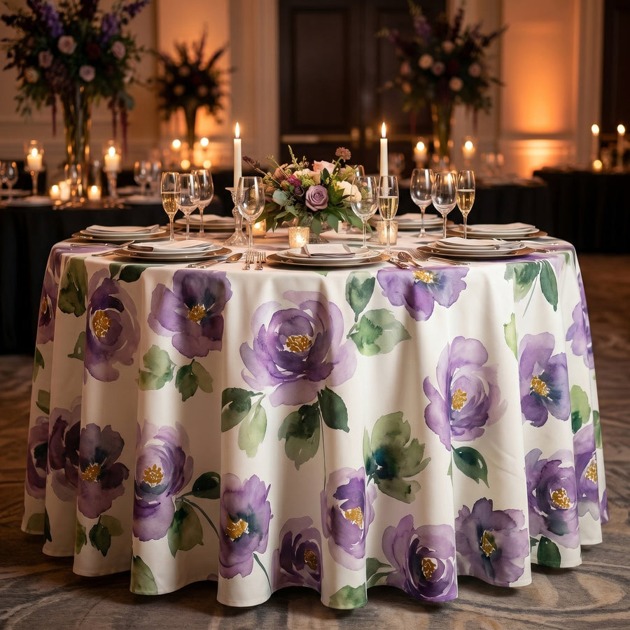 Anthium Plum Tablecloth — styled table