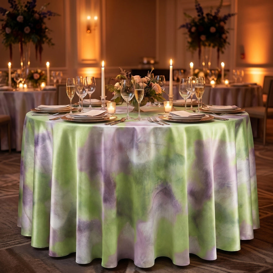 Aquarium Plum Tablecloth — styled table
