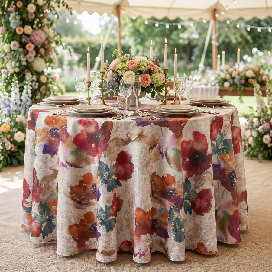 Aster Mauve Tablecloth — styled table