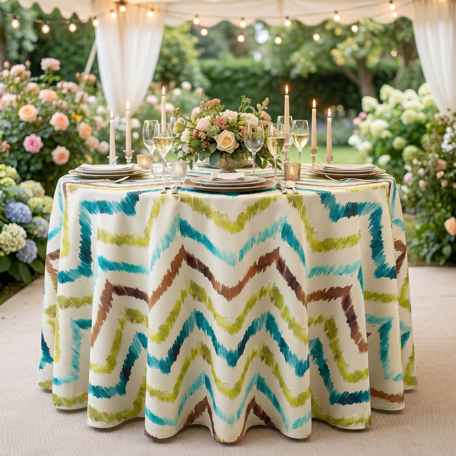 Atrium Turquoise Tablecloth — styled table