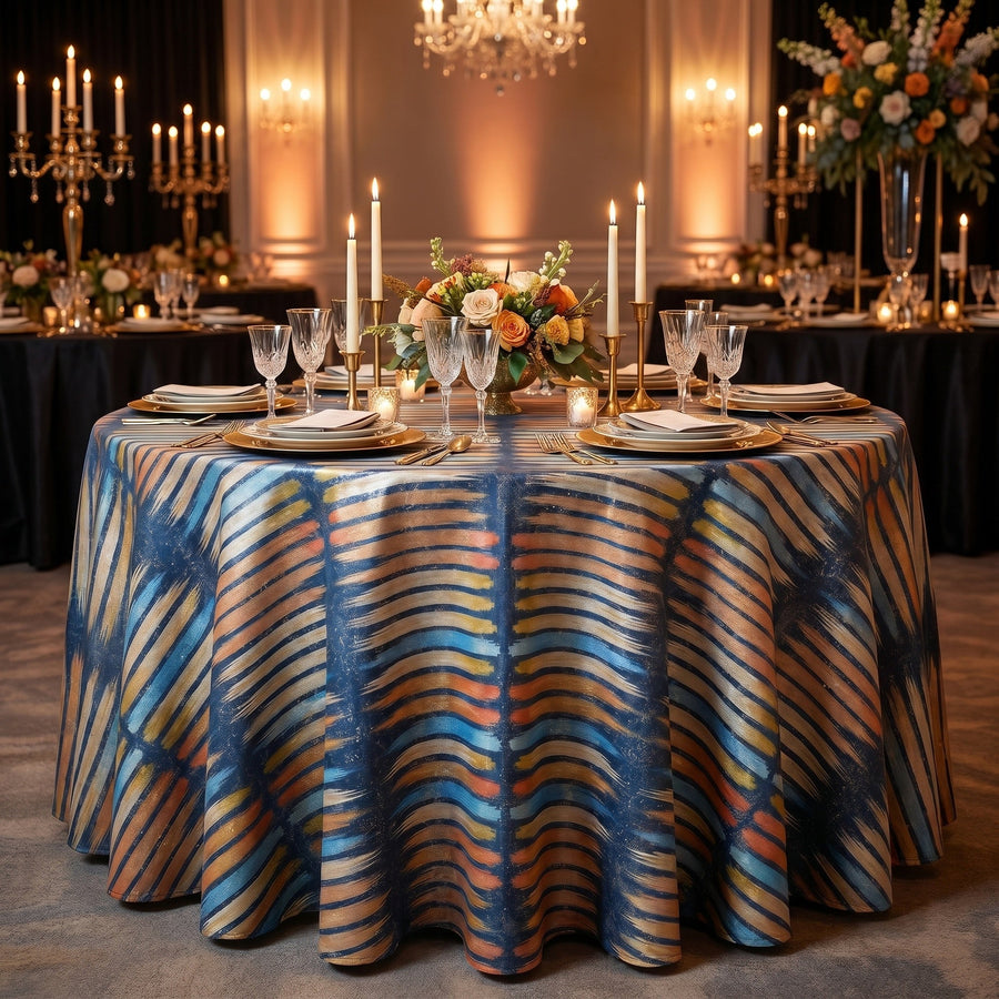 Aurura Blue Tablecloth — styled table