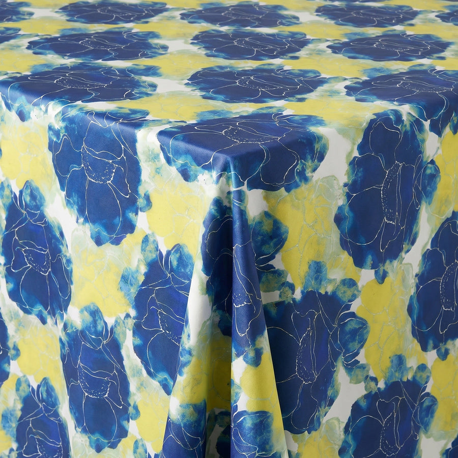 Azalea Blue Tablecloth — fabric detail