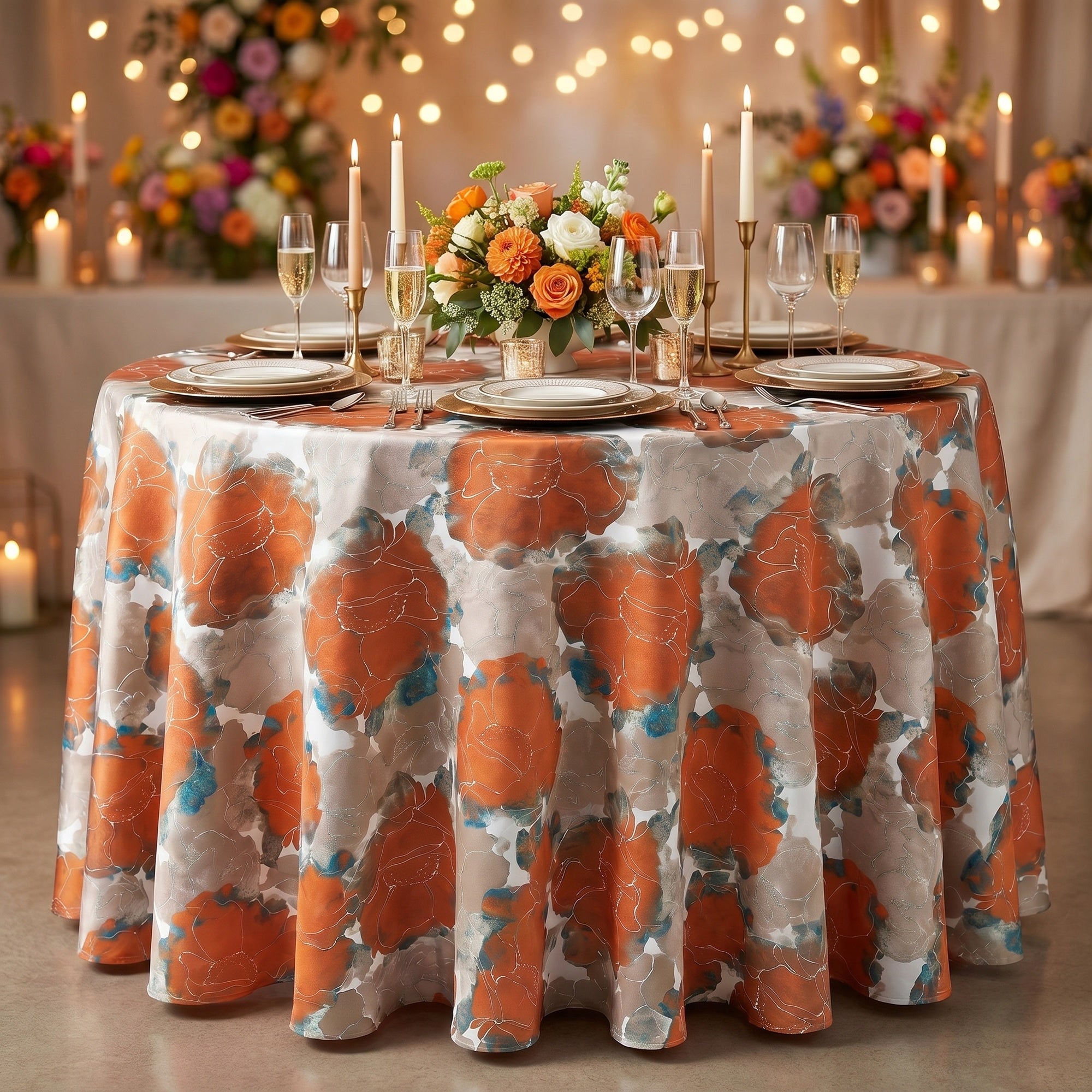 Azalea Orange Tablecloth — styled table