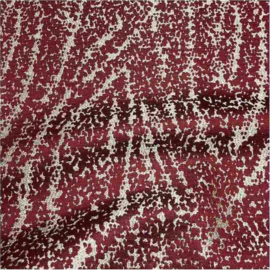 Red Beaconsfield Metallic Embroidery Jacquard Fabric by the Yard - 57 Inch Wide