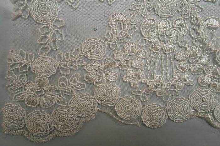 ivory BELLAIRE/B Embroidered Fabric by the Yard - 54 Inch Wide
