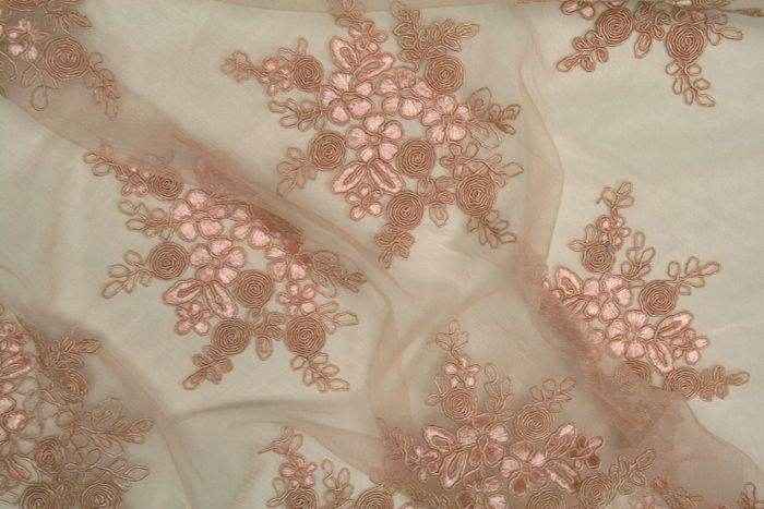 pink-1 BELLAIRE Embroidered Fabric by the Yard - 50 Inch Wide
