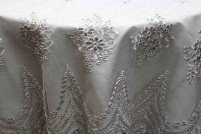 Beverly Lace Fabric – White Silver