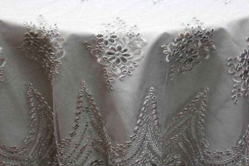 white-silver BEVERLY Embroidered Sheer With Sequins Fabric by the Yard - 54 Inch Wide